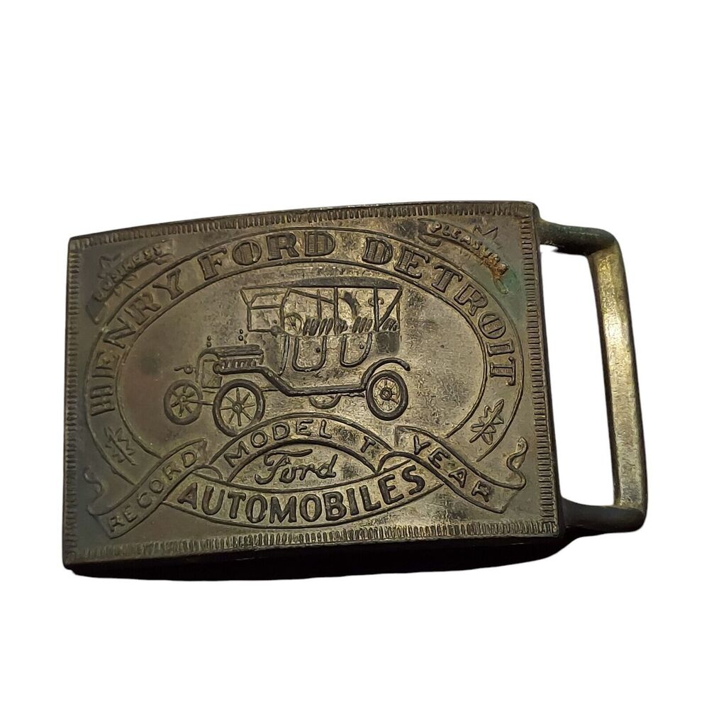 Brass Henry Ford Automobile with Model T Vintage Ford Belt Buckle